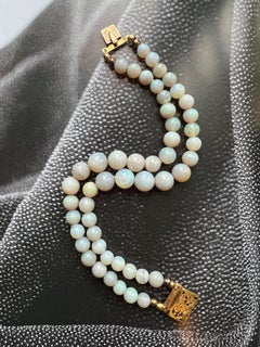 Antique Victorian Era 18K Gold Double Strand Opal Beads Bracelet