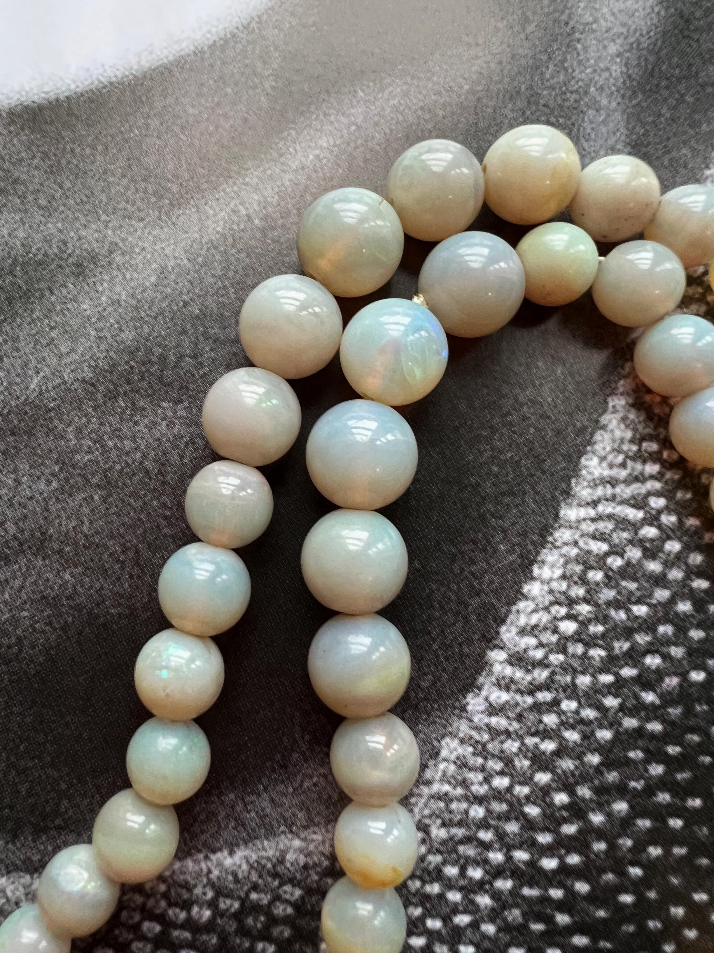Women's Antique Victorian Era 18K Gold Double Strand Opal Beads Bracelet