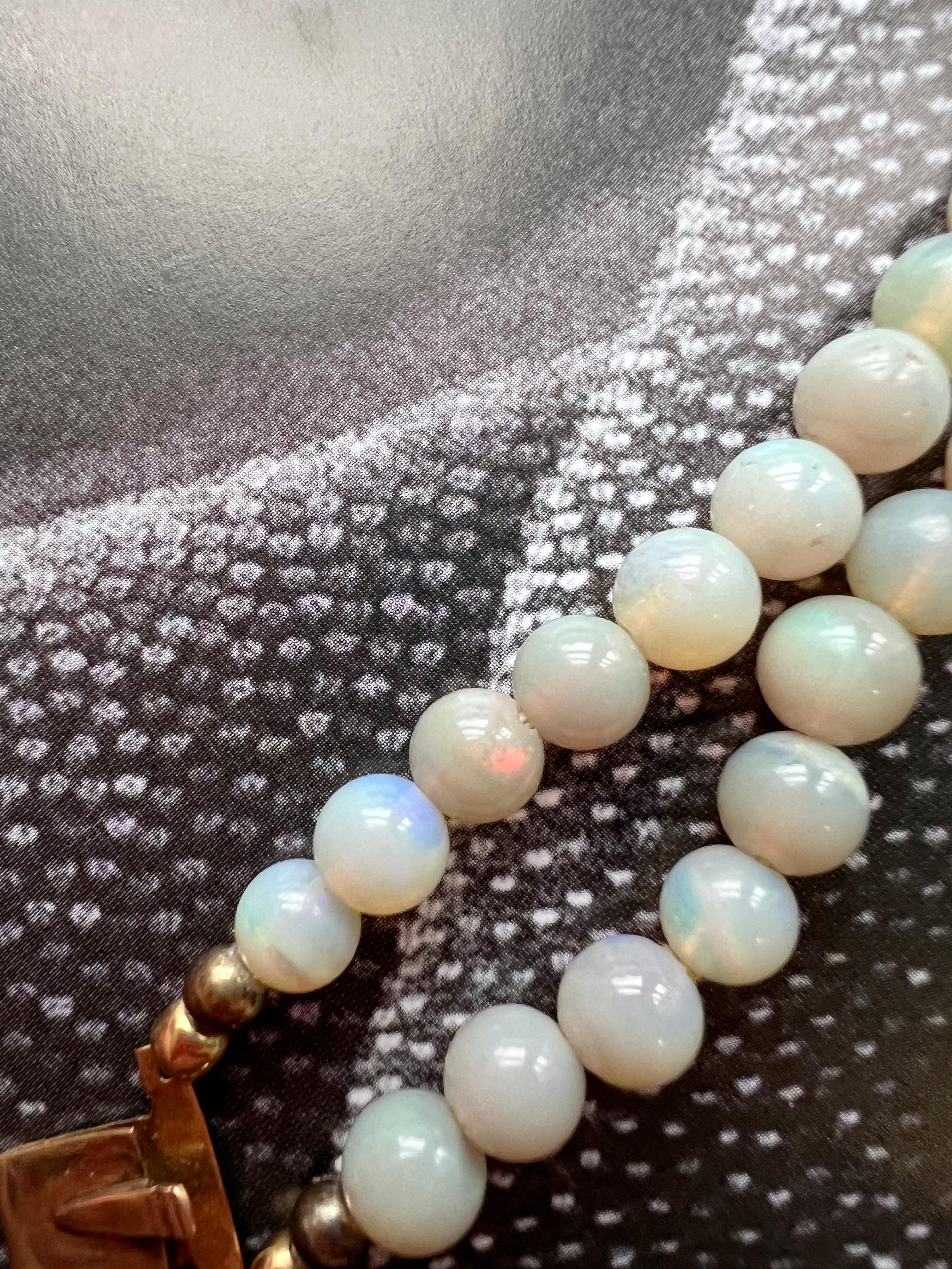 Antique Victorian Era 18K Gold Double Strand Opal Beads Bracelet 4