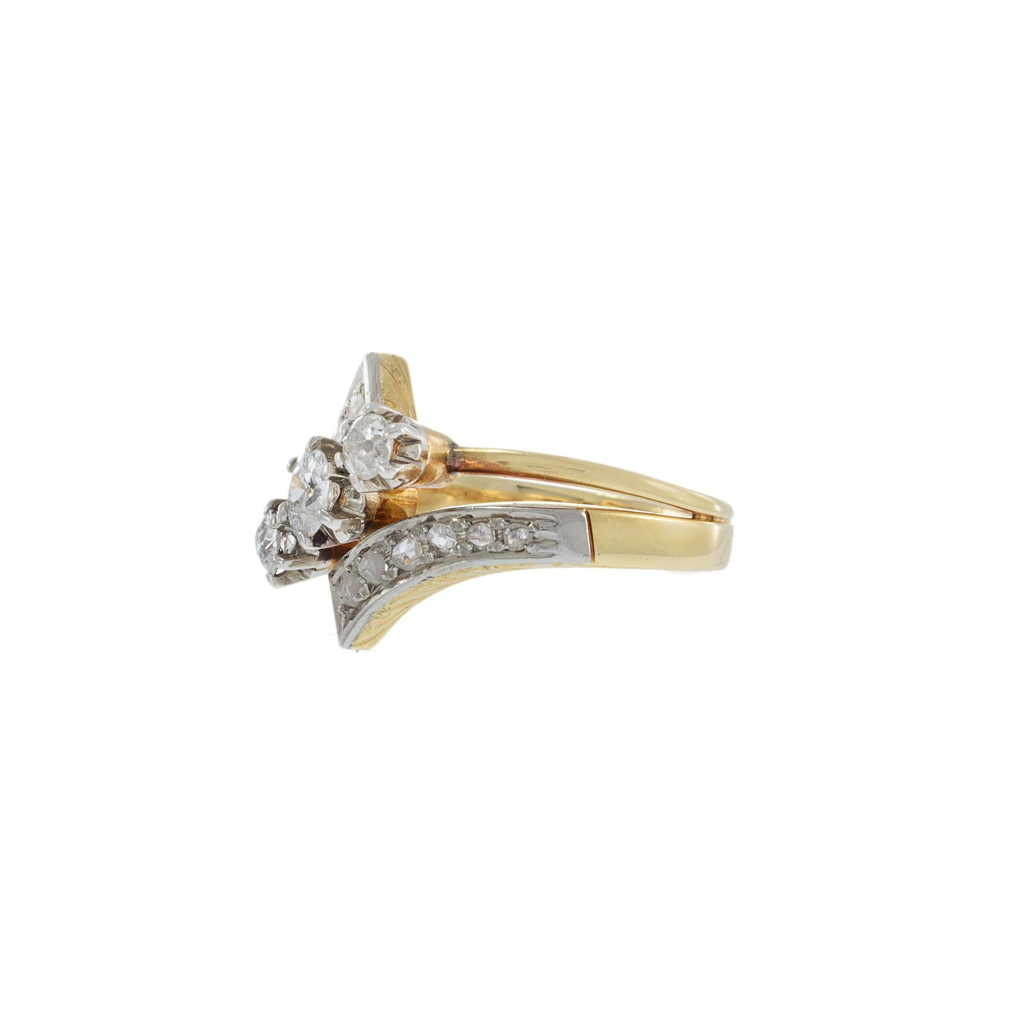 Victorien Bague d'époque victorienne en or jaune 18 carats et platine avec diamants en vente