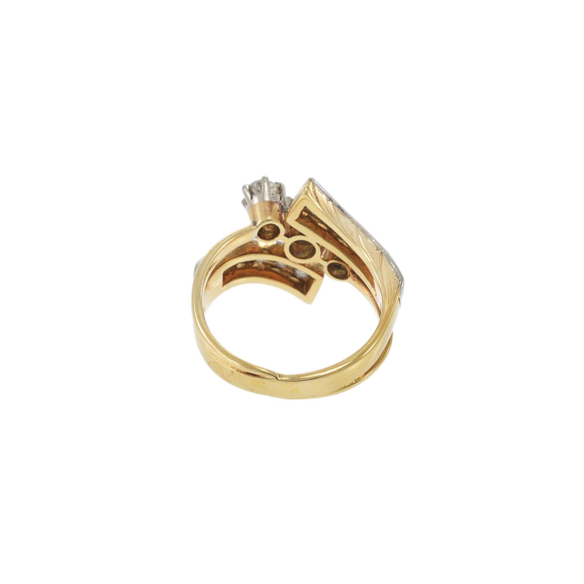 Bague d'époque victorienne en or jaune 18 carats et platine avec diamants Pour femmes en vente