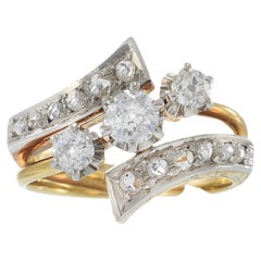 Antique Victorian Era 18KT Yellow Gold And Platinum Diamond Ring