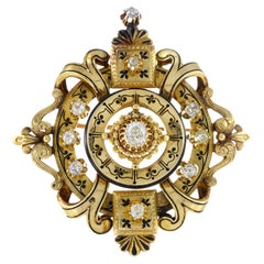 Antique Victorian Era 18KT Yellow Gold Diamond Pin