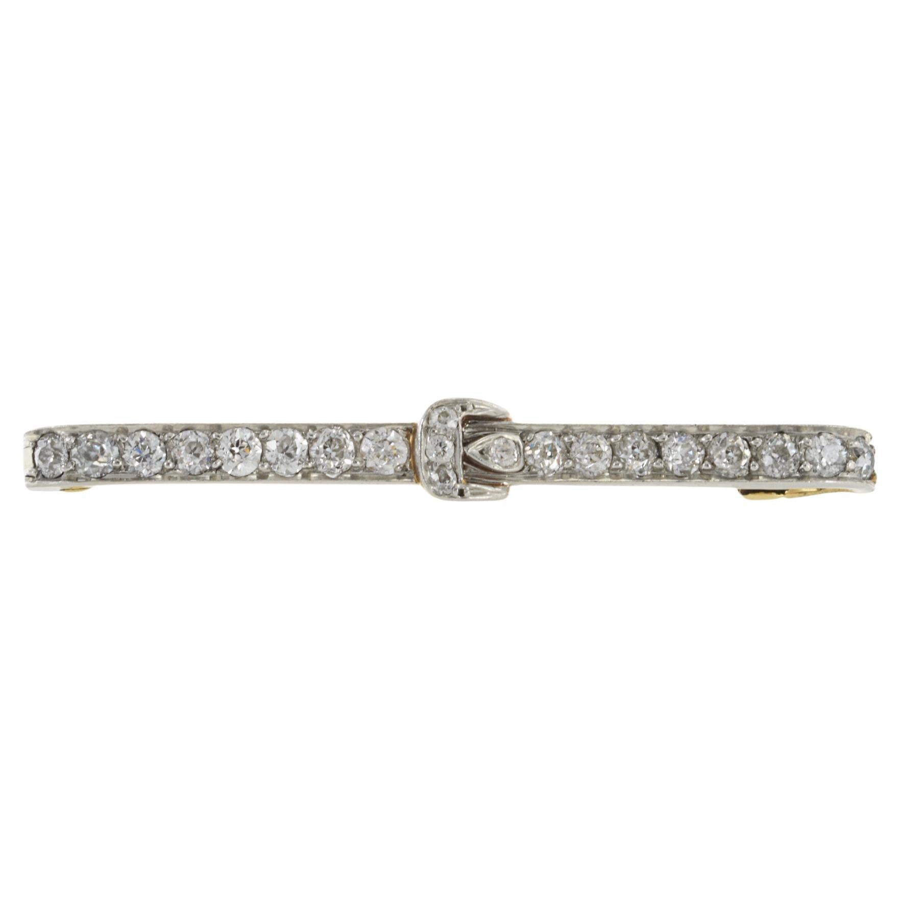 Antique Victorian Era 18KT Yellow Gold/Platinum Diamond Lapel Stick Pin