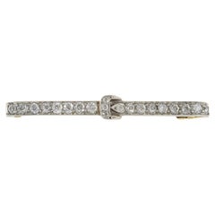 Antique Victorian Era 18KT Yellow Gold/Platinum Diamond Lapel Stick Pin