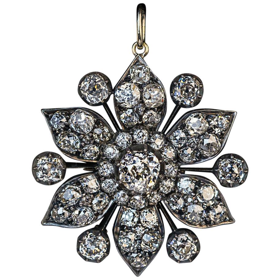 Antique Victorian Era 7.80 Carat Diamond Pendant