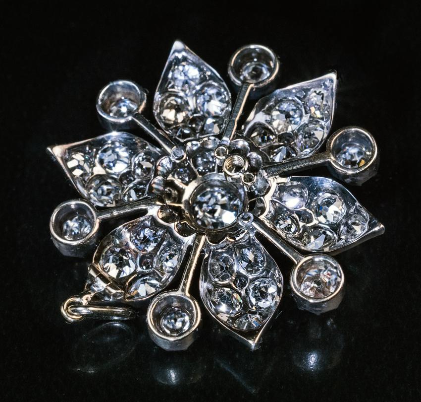 Antique Victorian Era 7.80 Carat Diamond Pendant In Excellent Condition In Chicago, IL