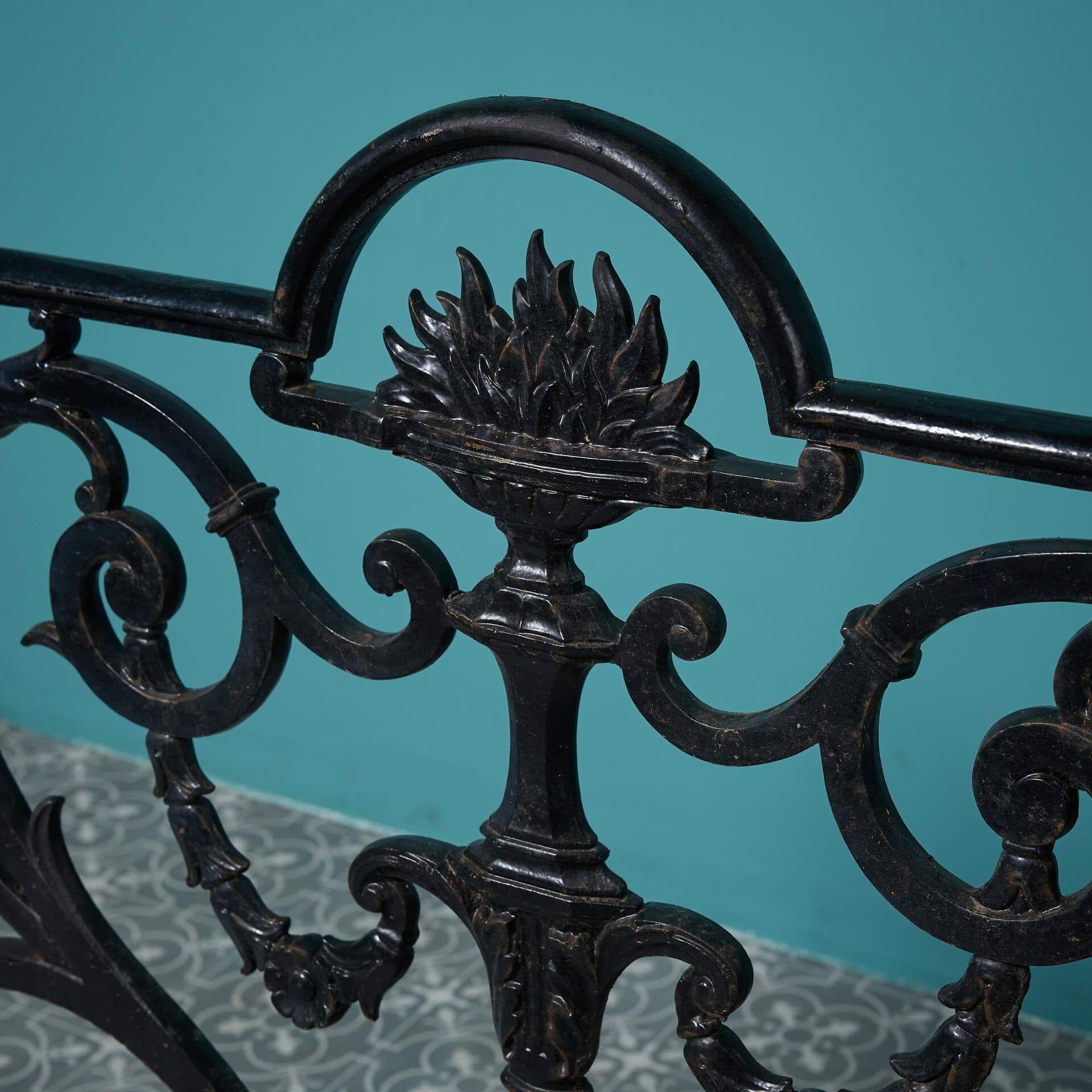 English Antique Victorian Era Cast Iron Decorative Railing Panel For Sale