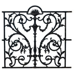 Antique Victorian Era Cast Iron Decorative Railing Panel