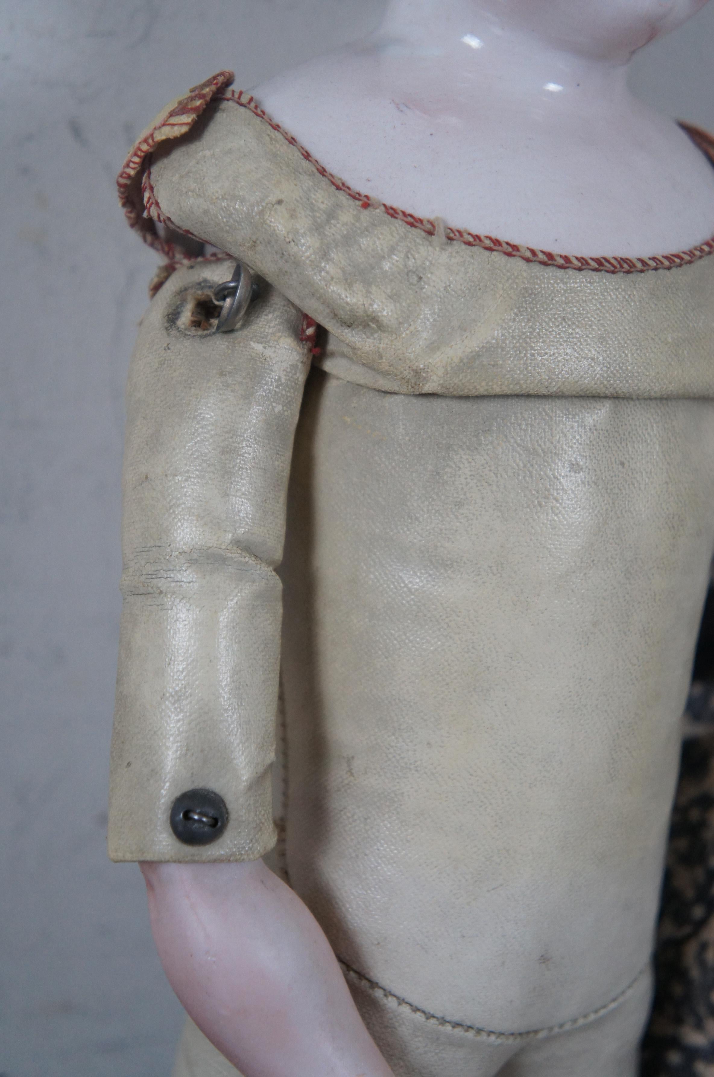 Antique Victorian Era Kling 189-6 China Head Girl Doll Germany Leather Body 3