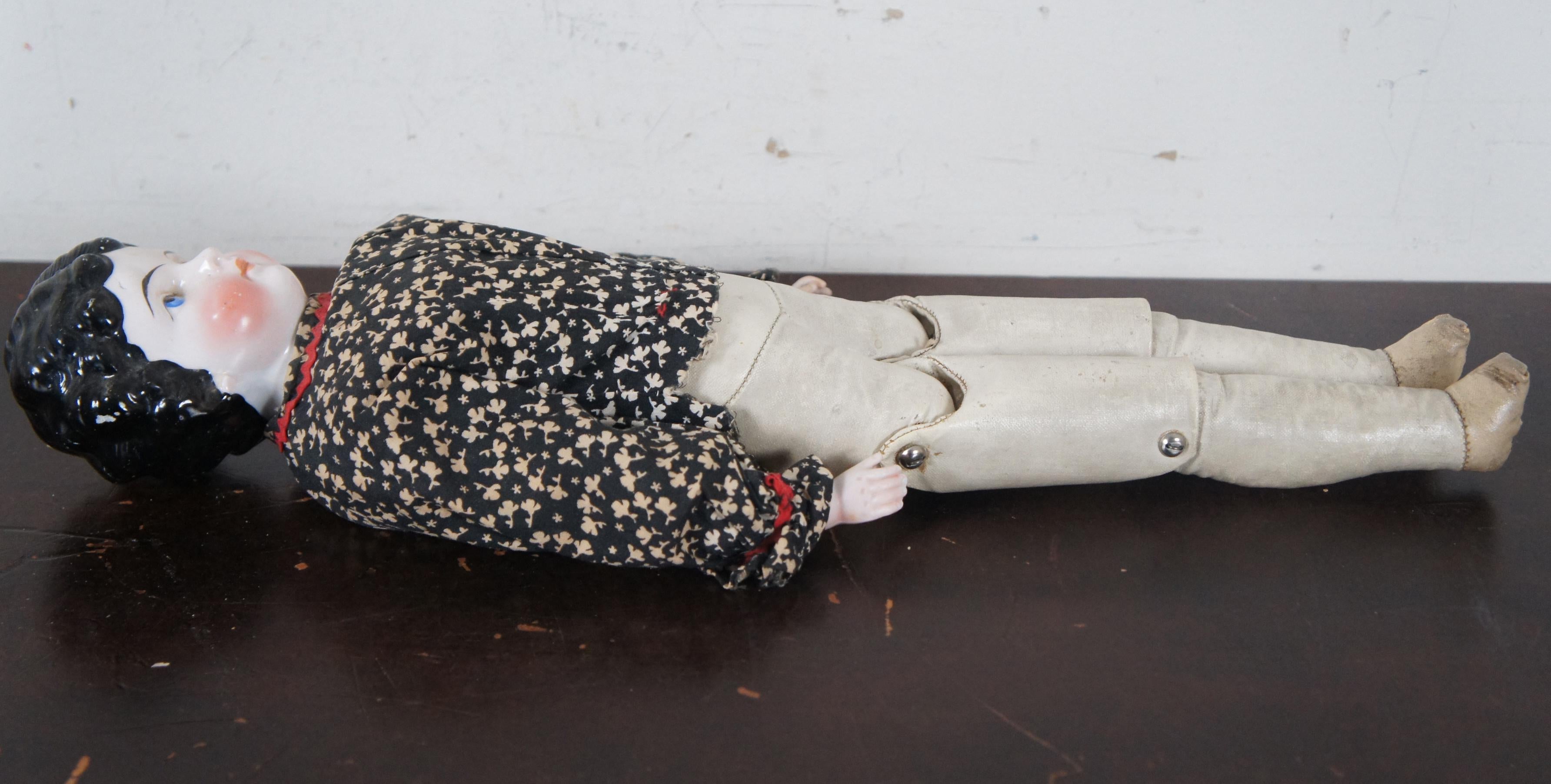 Late 19th Century Antique Victorian Era Kling 189-6 China Head Girl Doll Germany Leather Body