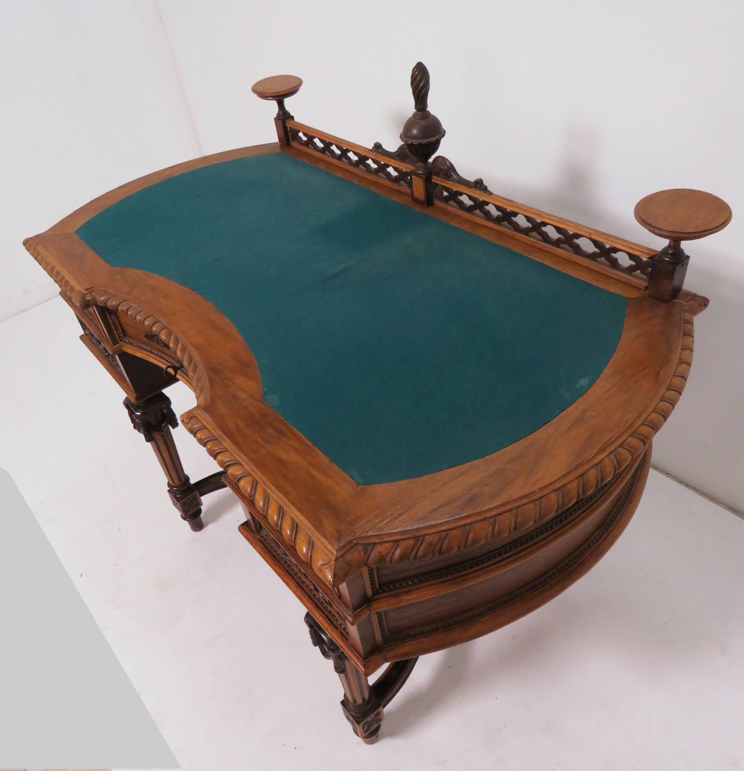 Felt Antique Victorian Era Ladies Writing Desk, circa 1860s