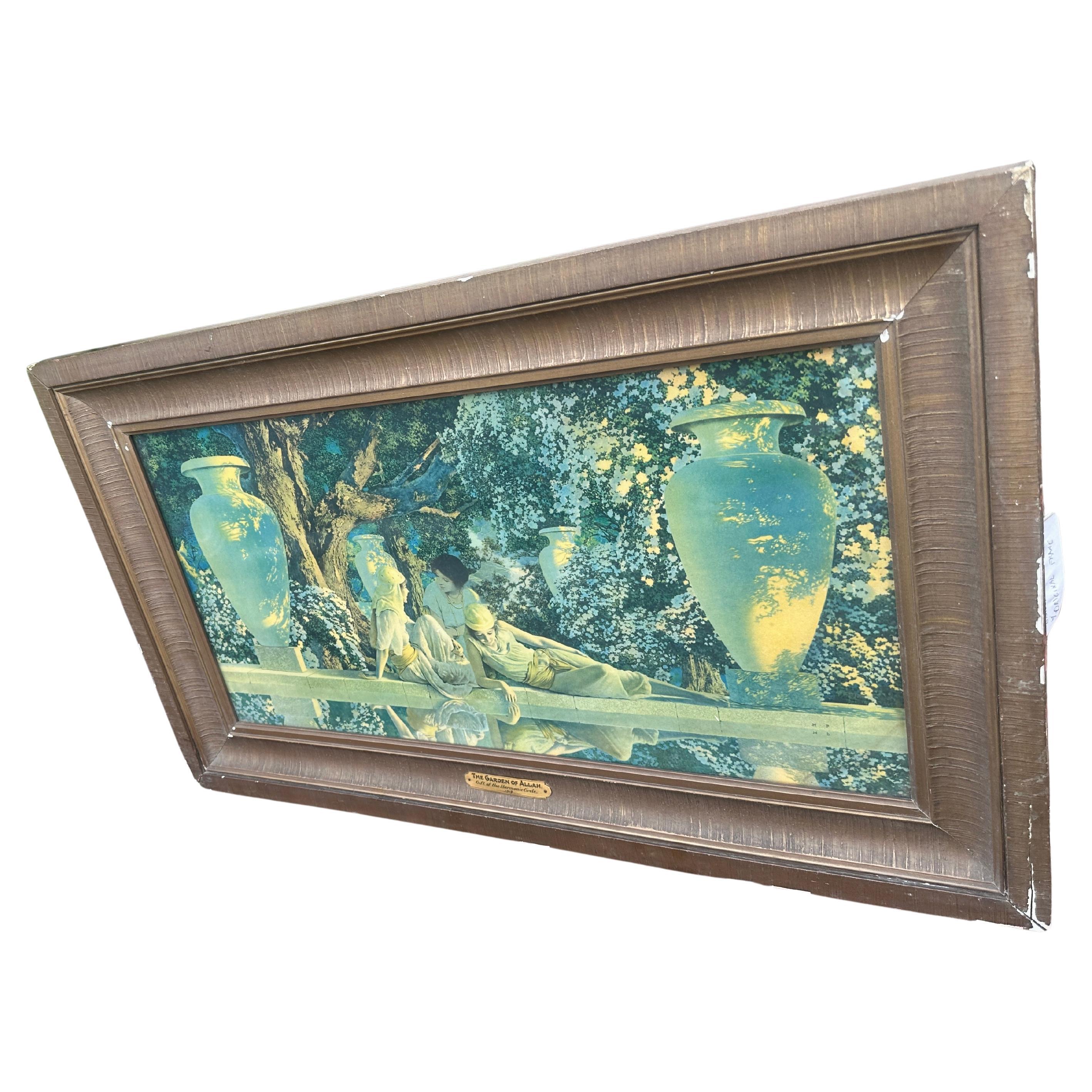ANTIQUE VICTORIAN ERA MAXFIELD PARRISH "Garden of Allah" with Original Frame For Sale