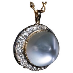 Antique Victorian Era Moon Motif Pendant 1880s