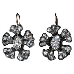 Antique Victorian Era Rose Cut Diamond Earrings