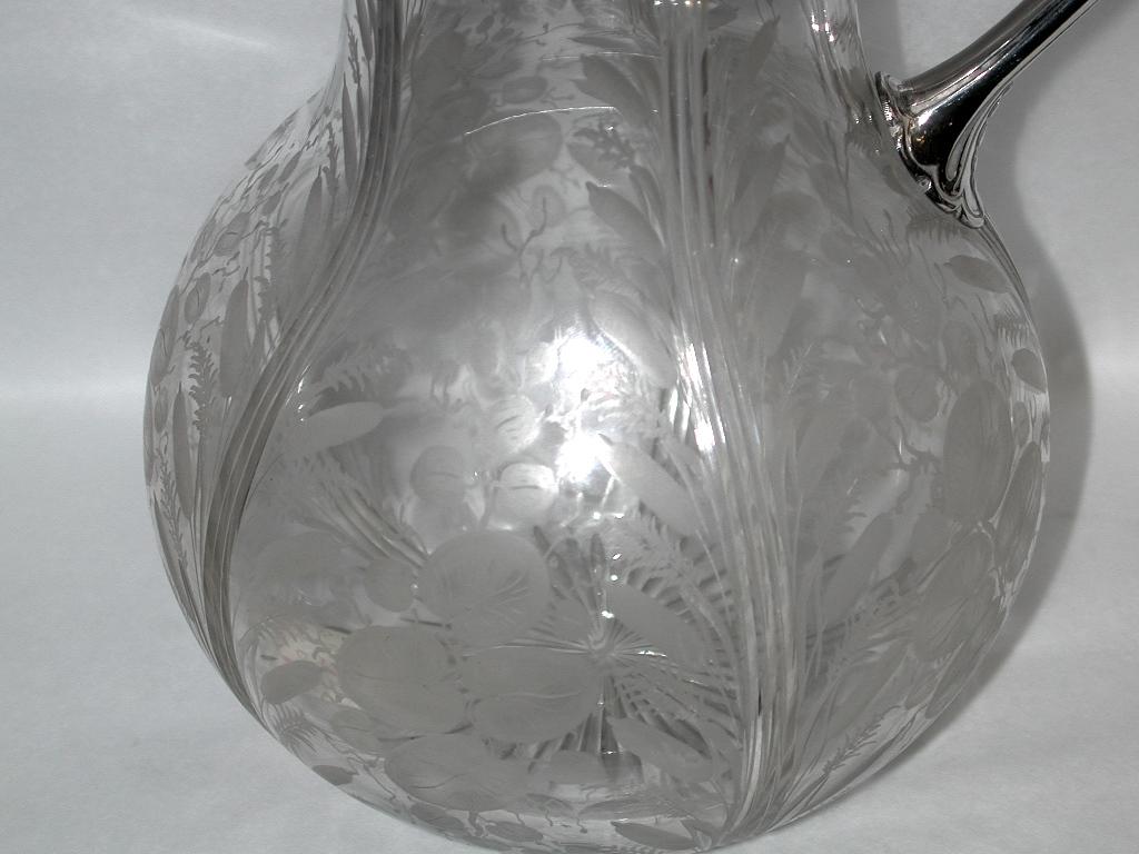 Antique Victorian Etched Glass and Silver Plated Claret Jug, Elkington & Co. In Good Condition In London, GB