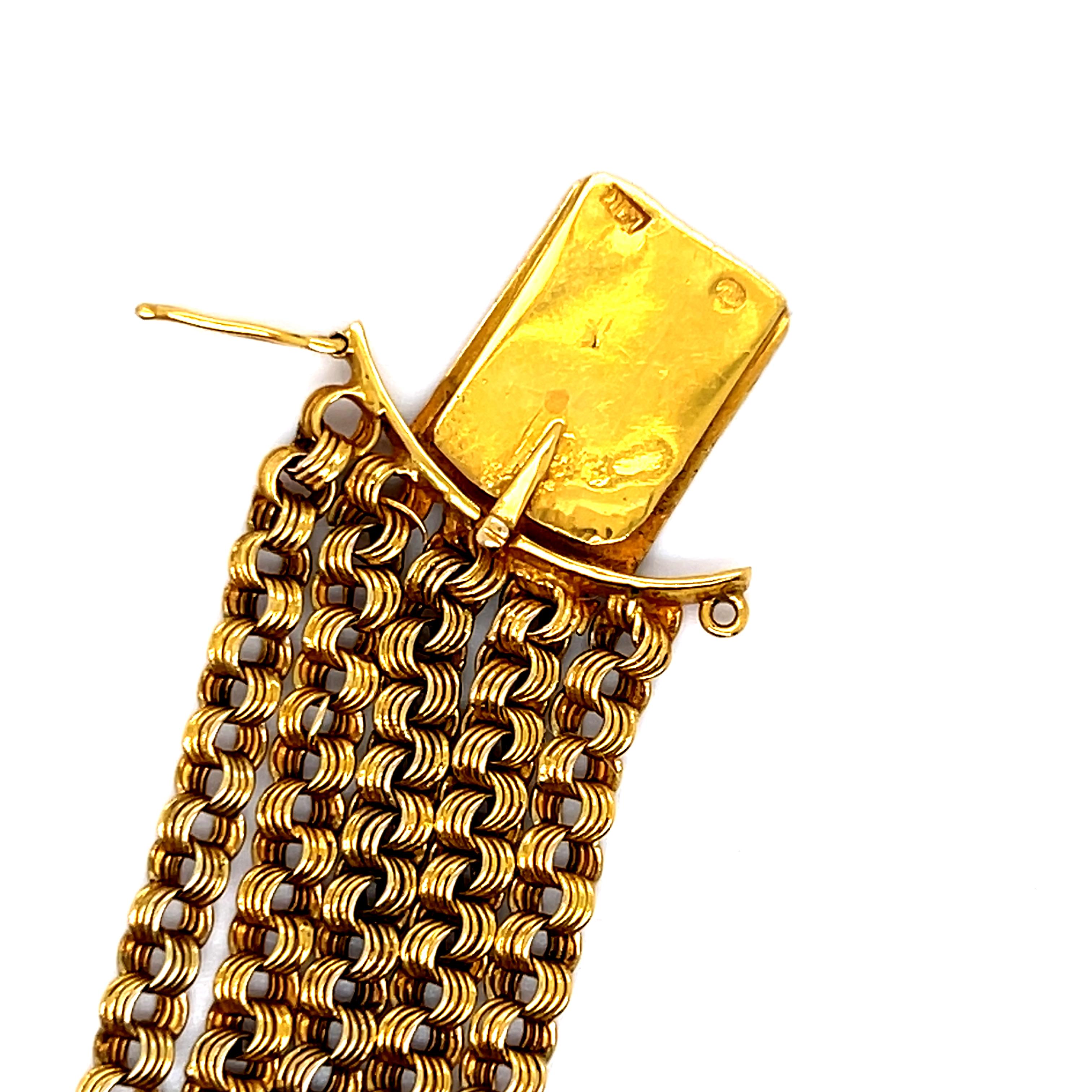 Round Cut Antique Victorian Etruscan Revival 18K Yellow Gold and Turquoise Bracelet. For Sale