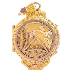 Antique médaillon victorien en or 9ct et métal jaune