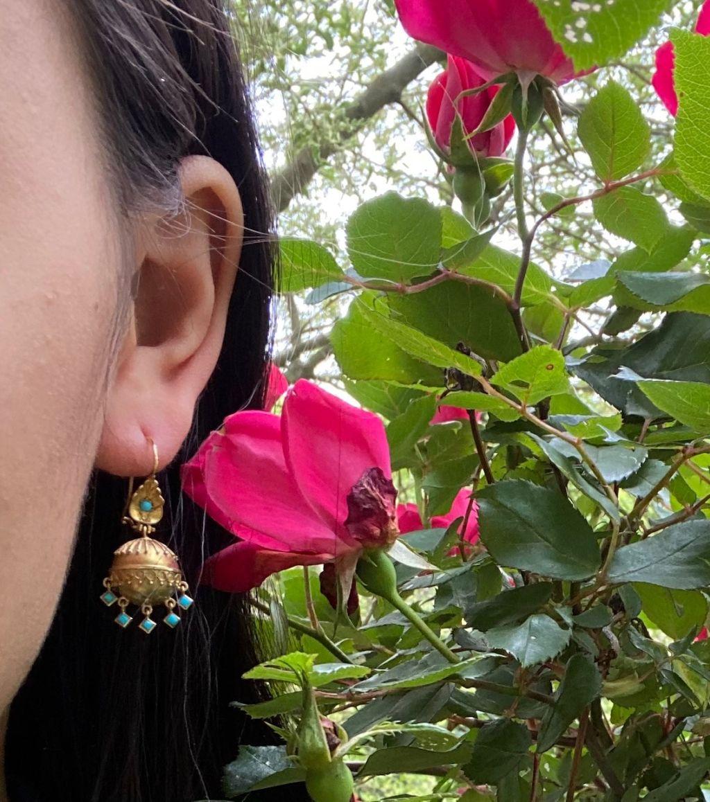 Women's Antique Victorian Etruscan Revival Drop Earrings