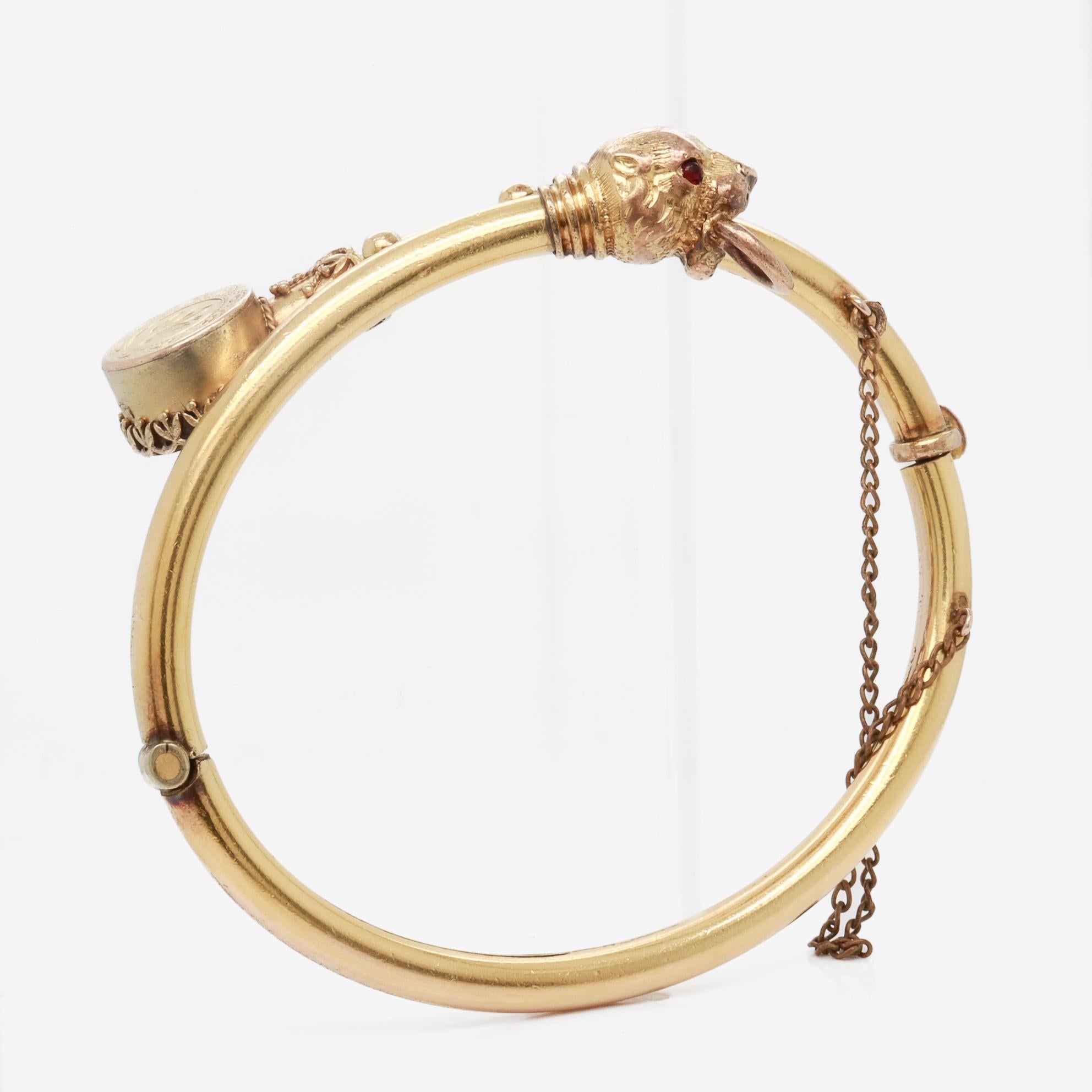 Antique Victorian / Revive Etruscan Bracelet Bypass en or fourré État moyen - En vente à Philadelphia, PA