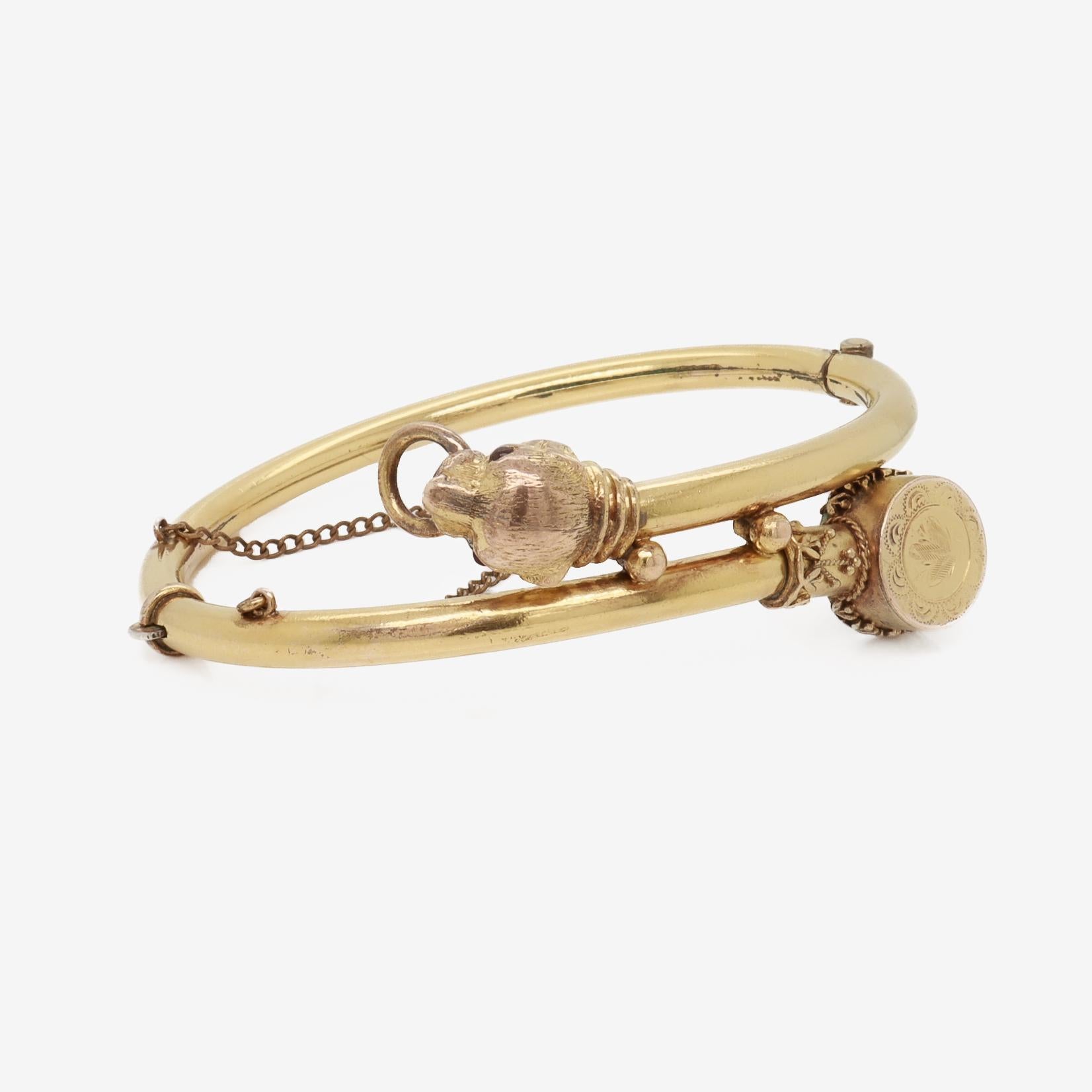 Antique Victorian / Revive Etruscan Bracelet Bypass en or fourré Pour femmes en vente