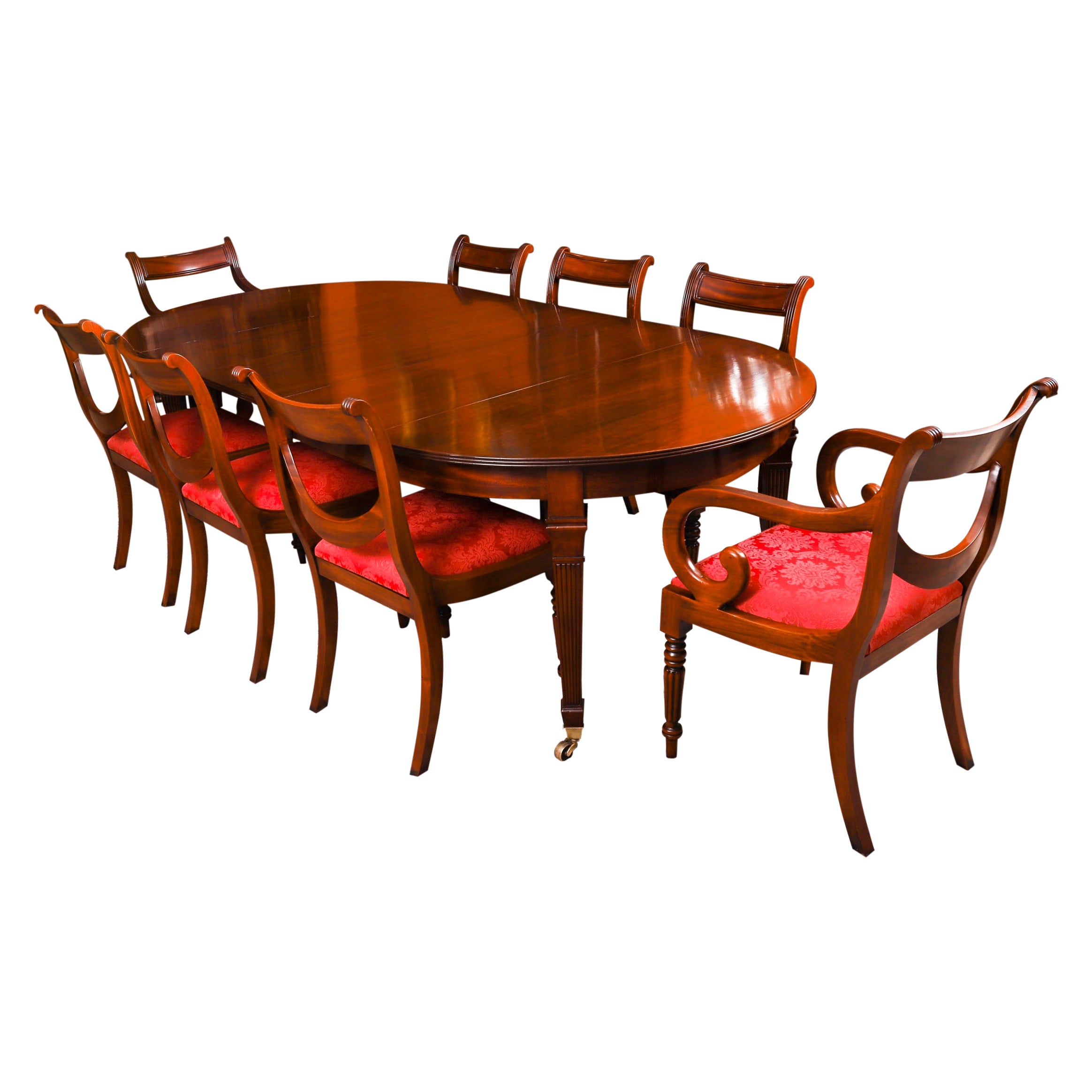 Ancienne table à manger victorienne à rallonge 19ème siècle et 8 chaises Swagback