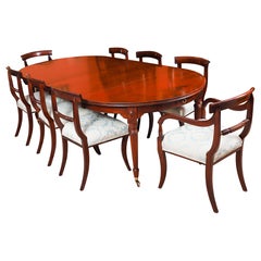 Tavolo da pranzo allungabile vittoriano d’epoca e 8 sedie da pranzo in stile Regency, XIX secolo