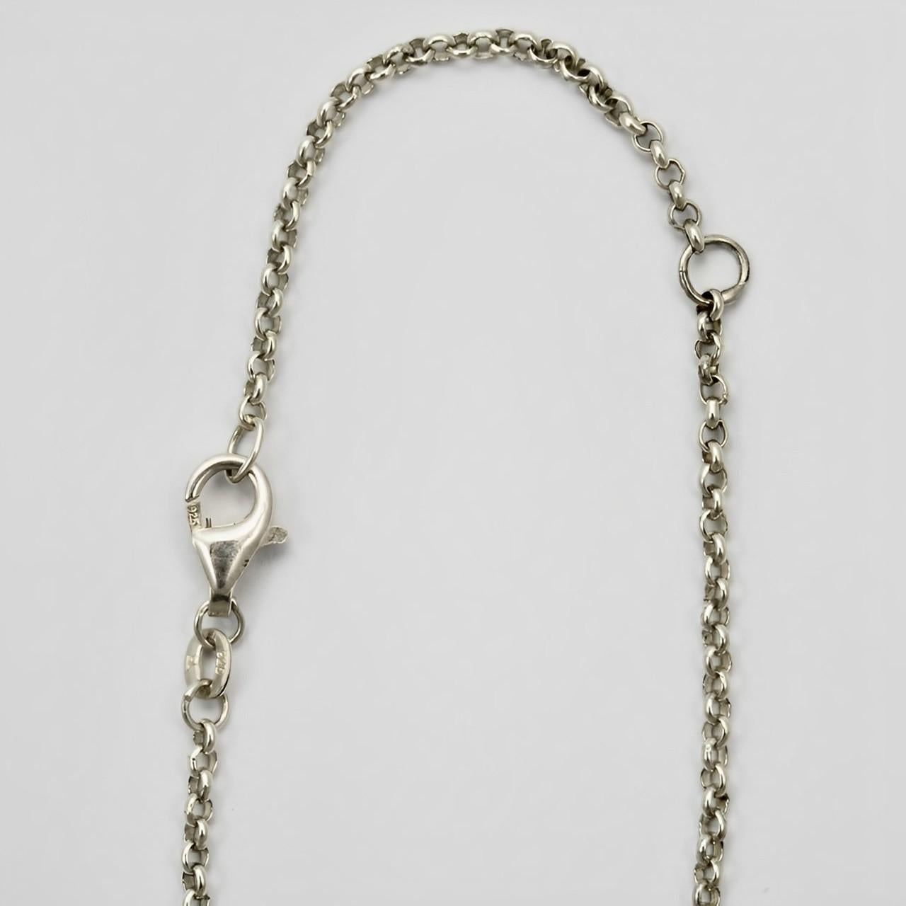 Women's or Men's Antique Victorian Faceted French Jet and Silver Cross Pendant and Chain For Sale