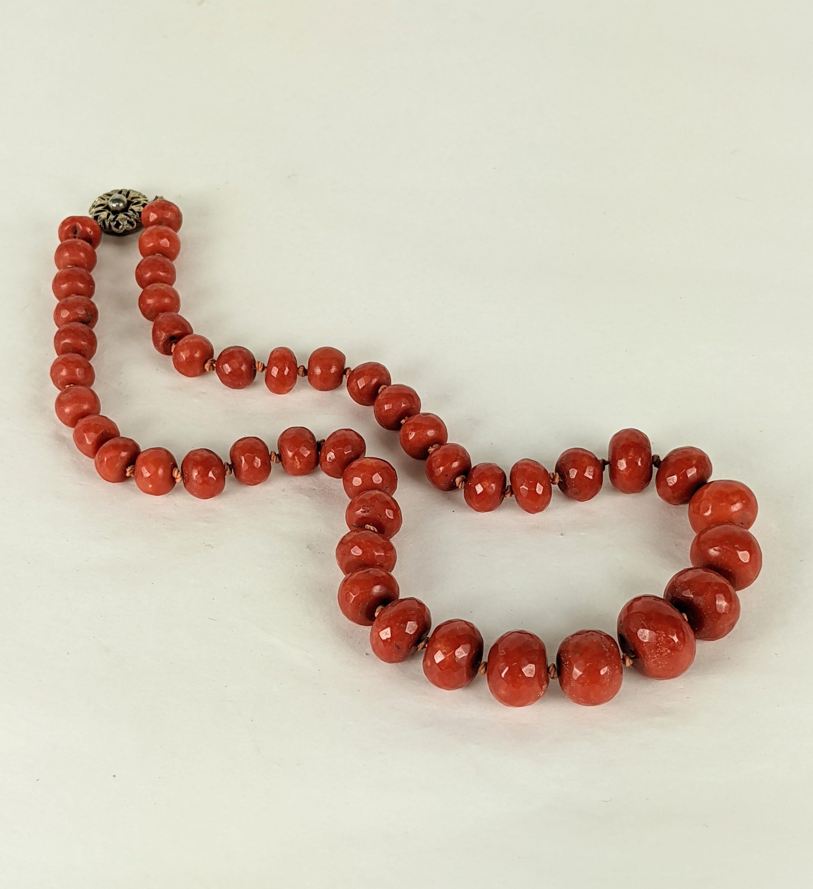Antique Victorian Faceted Red Coral Beads For Sale at 1stDibs