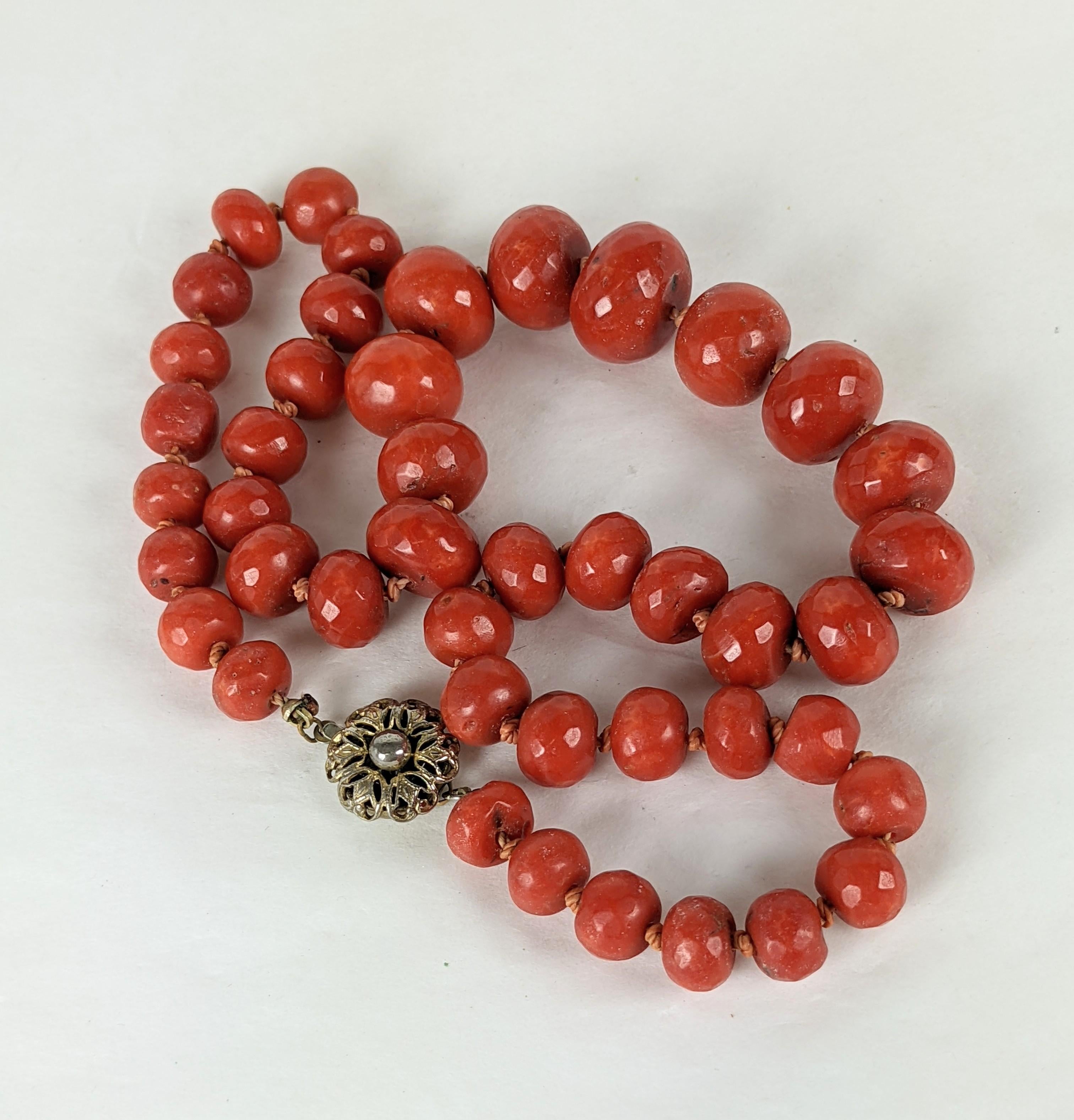 Antique Victorian Faceted Red Coral Beads For Sale at 1stDibs