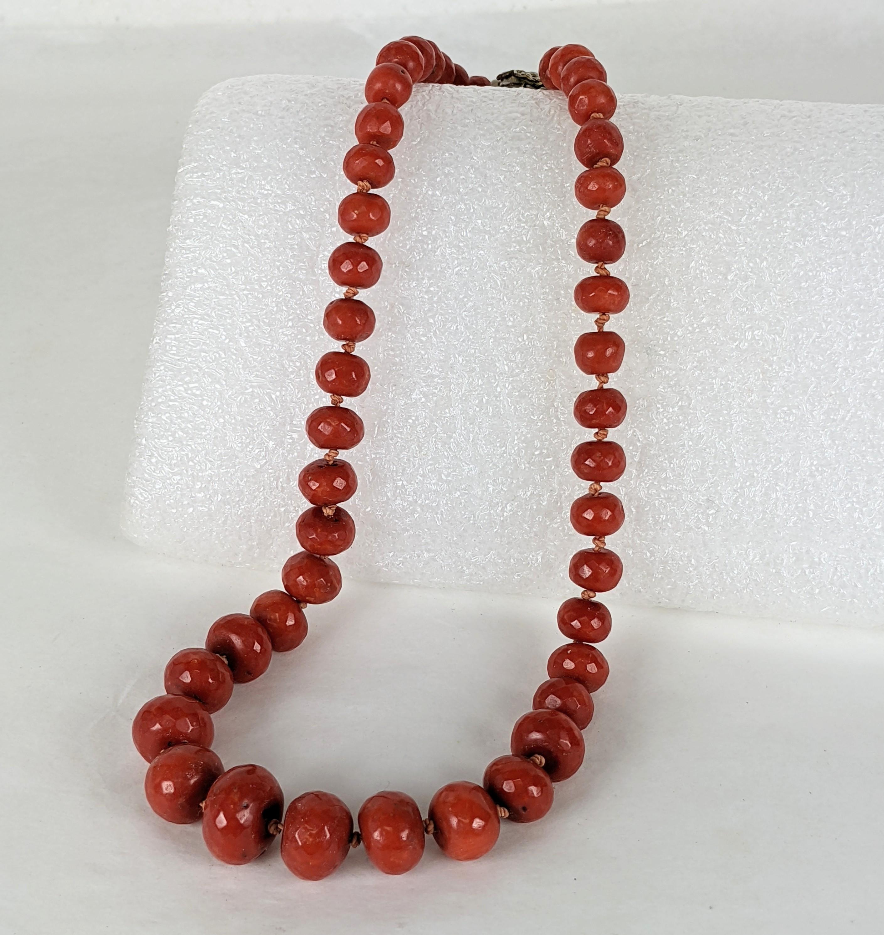 Antique Victorian Faceted Red Coral Beads In Good Condition In Riverdale, NY