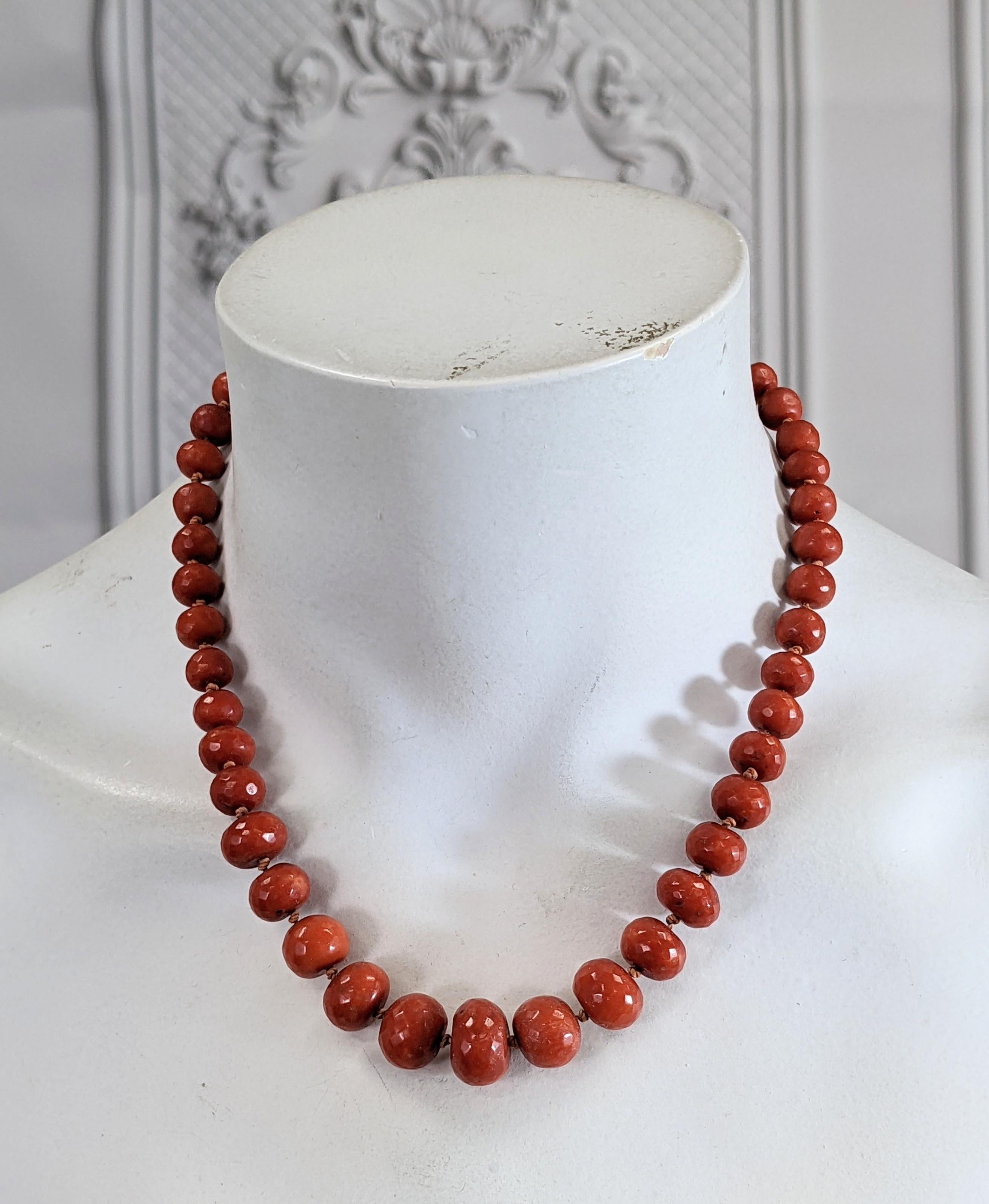 Antique Victorian Faceted Red Coral Beads 1