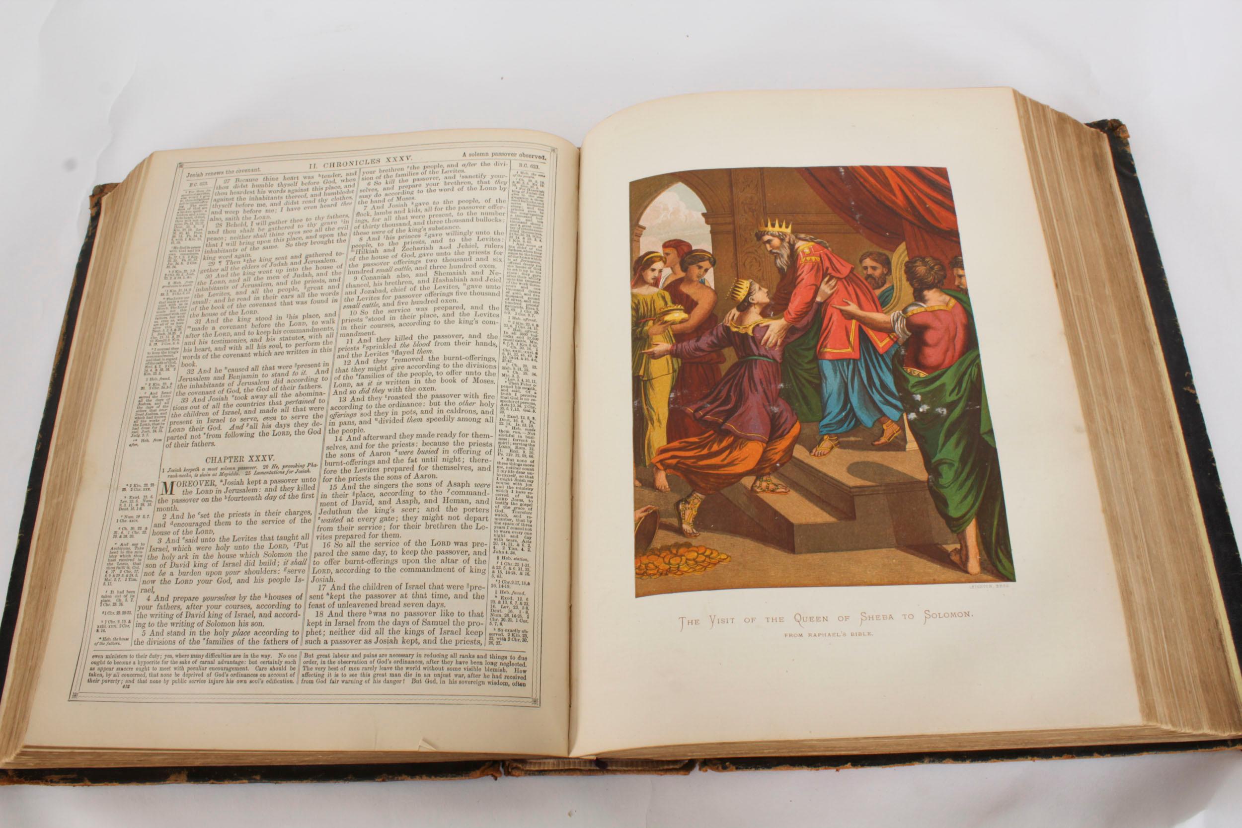 Antique Bible de famille victorienne reliée en cuir vers 1850 12