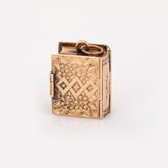 Antikes viktorianisches Familienbuch Medaillon Charme 14k Roségold Anhänger Öffnet 5 Foto