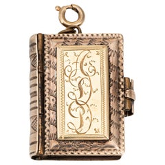 Antique Victorian Family Book Locket Charm 14k Rose Gold Pendant Opens 8 Photo