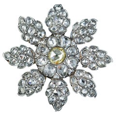 Antique Victorian Fancy Diamond Flower Brooch 7ct of Diamond
