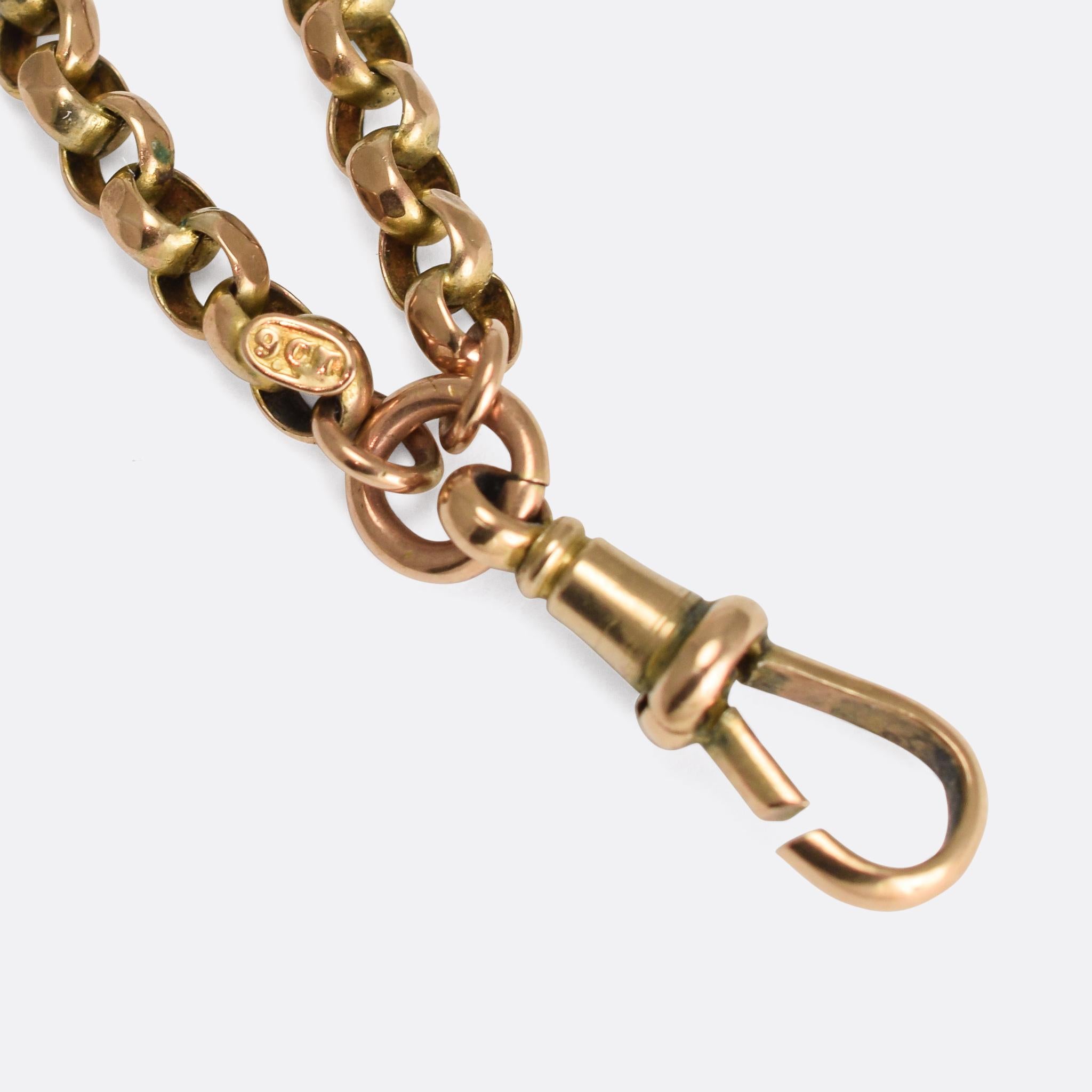 Women's or Men's Antique Victorian Fancy-Link Gold Guard Chain