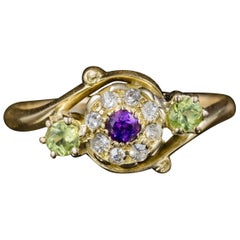 Antique Victorian Fancy Suffragette Cluster Ring 18 Carat Gold, circa 1900