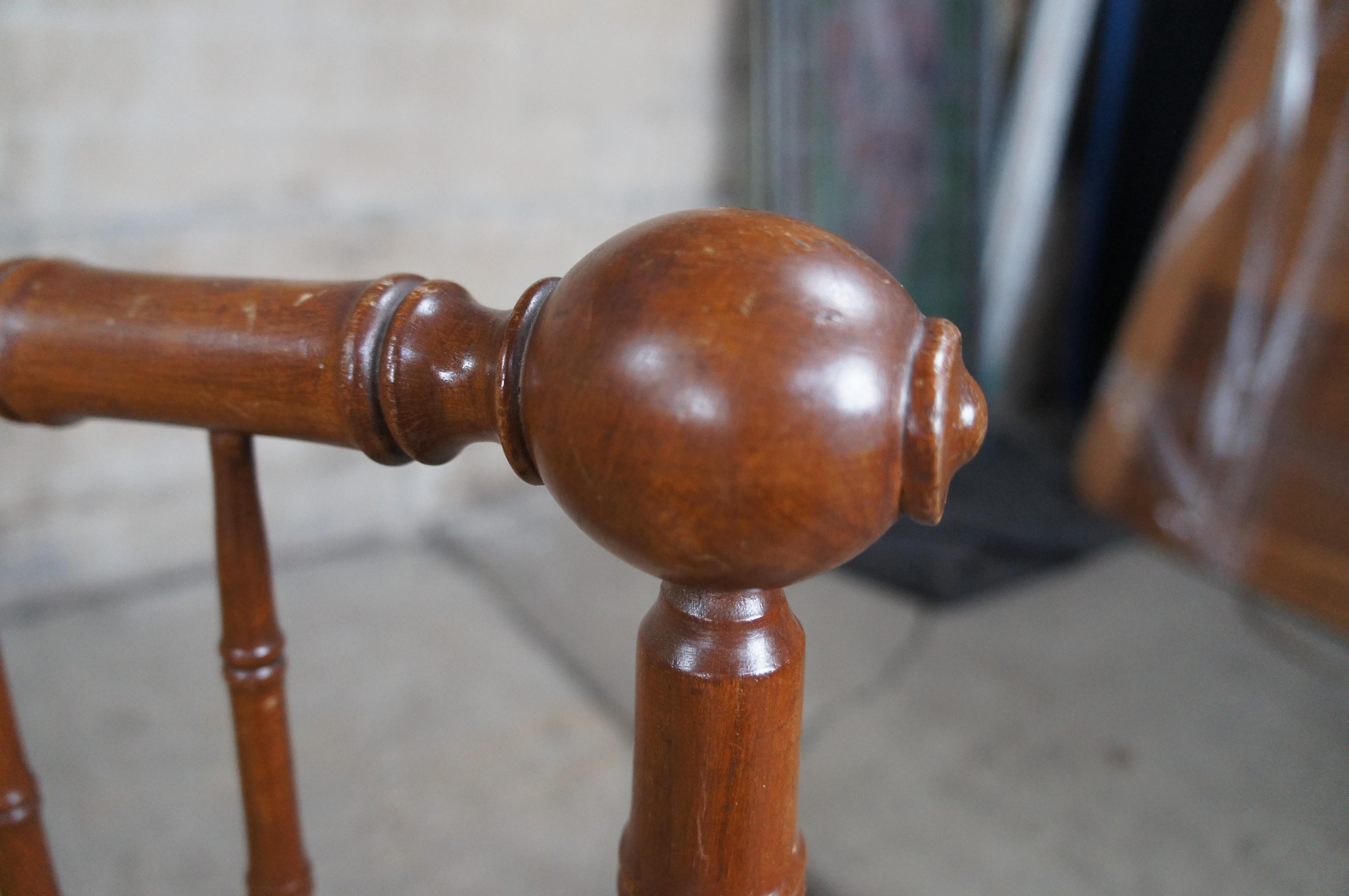 Antique Victorian Faux Bamboo Mahogany & Velvet Upholstered Rocking Chair Rocker 6