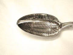 Antique Victorian Fiddle Pattern Silver Straining Spoon, William Eaton, 1843