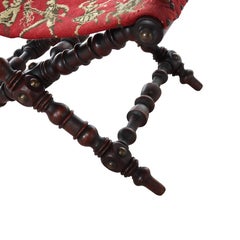 Antique Victorian Figural Carved Walnut Folding Chair With Circus Theme