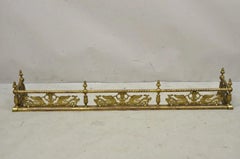 Antique Victorian Figural Swan Bird Twisted Brass 48" Fireplace Fender Surround