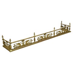 Antique Victorian Figural Swan Bird Twisted Brass 48" Fireplace Fender Surround