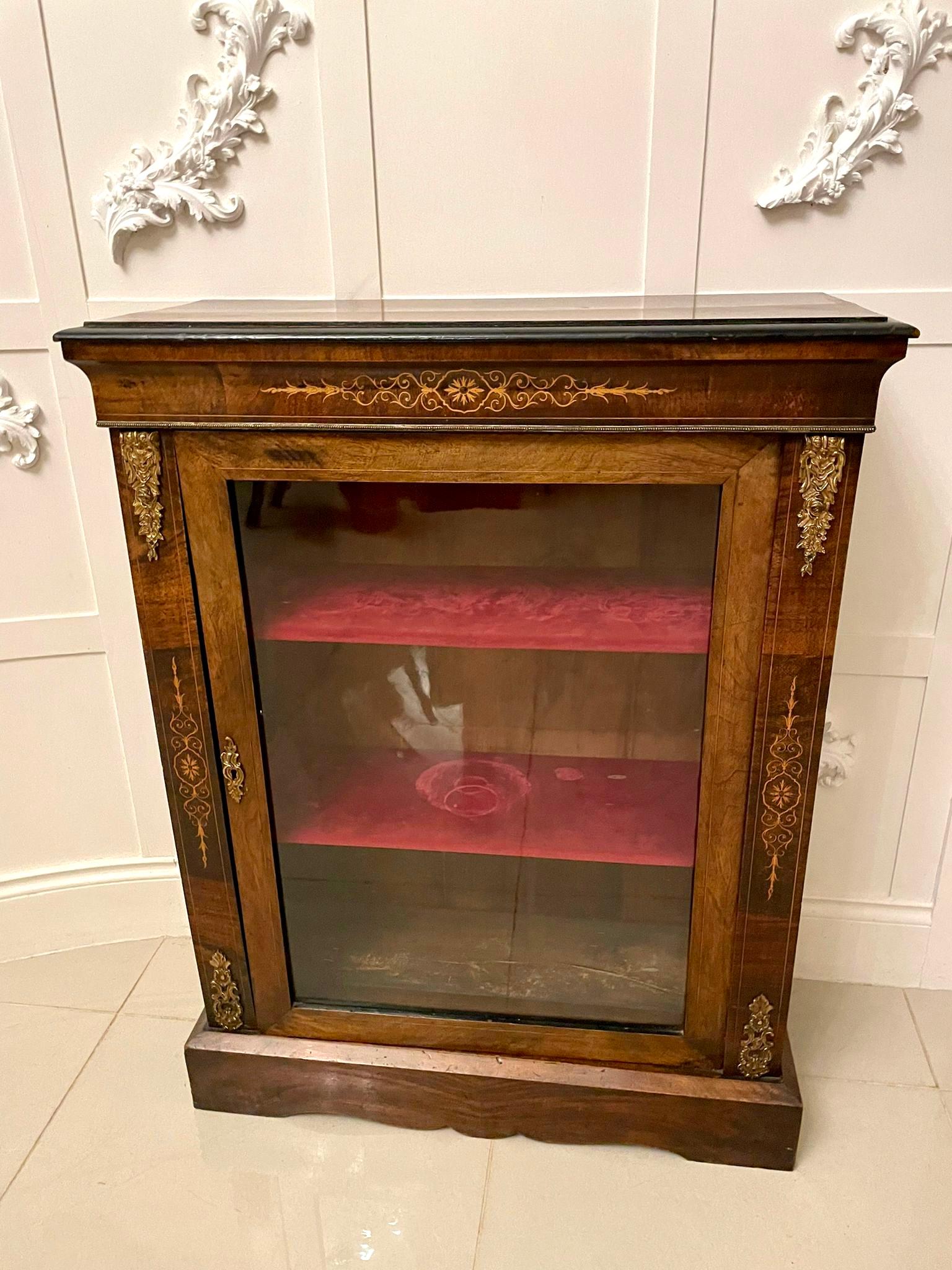 Antique Victorian Figured Walnut Inlaid Display Cabinet  4
