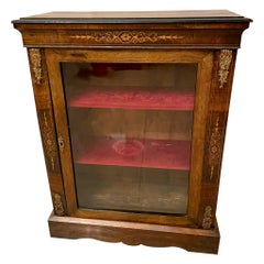 Antique Victorian Figured Walnut Inlaid Display Cabinet