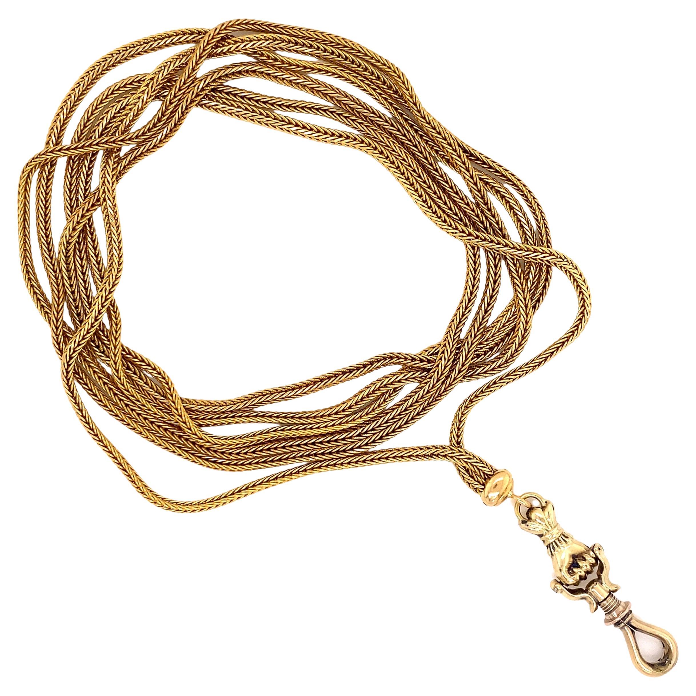 Twisted and Braided Gold Chain with Hand Clasp at 1stDibs