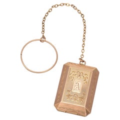 Antique Victorian Finger Ring Chatelaine Pill Box Pendant 10k Rose Gold Jewelry