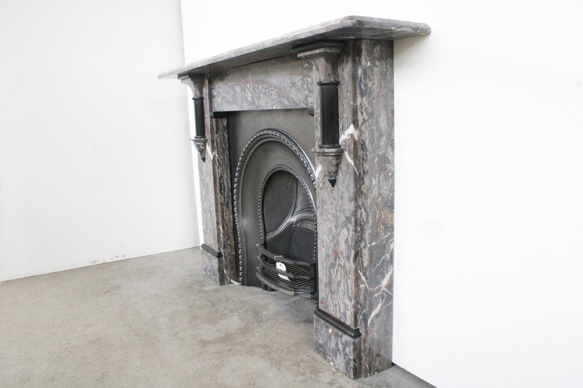 Antique Victorian Fireplace Surround in Grey Ashburton Marble In Good Condition In Manchester, GB