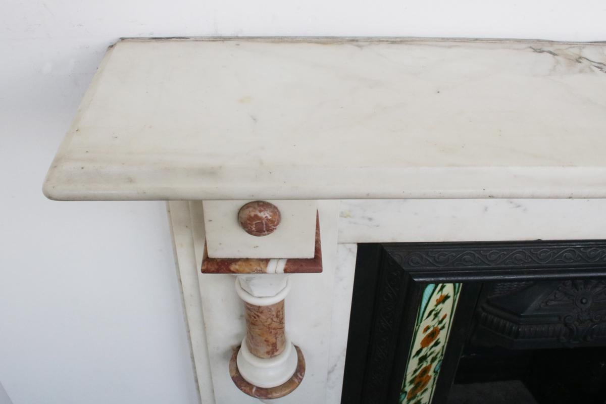 Antique Victorian Fireplace Surround in Lightly Grained White Carrara Marble 2