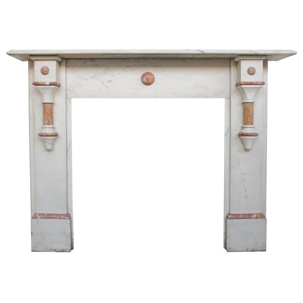 Antique Victorian Fireplace Surround in Lightly Grained White Carrara Marble